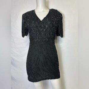 VINTAGE JMD NEW YORK BLACK PM SEQUINED TUNIC NWT